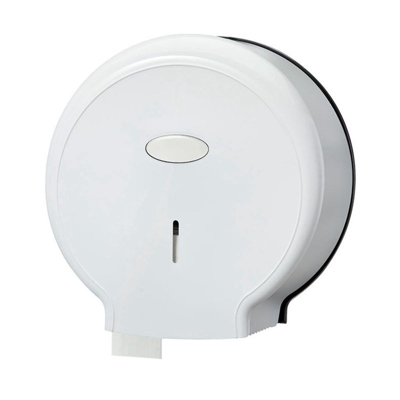 Jumbo Toilet Paper Roll Dispenser: White No-punching Wall Mount - Space Saving Waterproof Stylish Design for Bathroom Toilet Use - Image 2