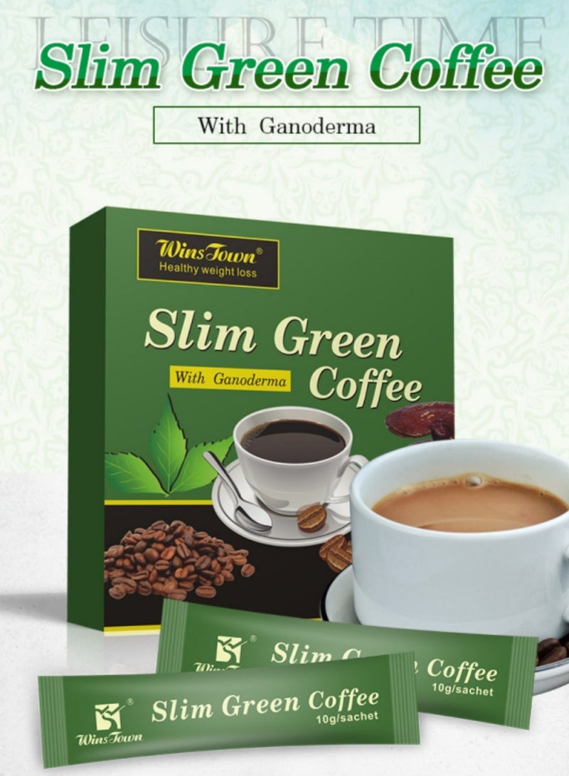 وينز تاون القهوة الخضراء النحيفة ، مع Ganoderma ، القهوة Lucidum ، قهوة فقدان الوزن الطبيعية مع فطر Reishi لتحسين الهضم وأسلوب الحياة الصحي ، 18 عصا لكل صندوق - Image 3