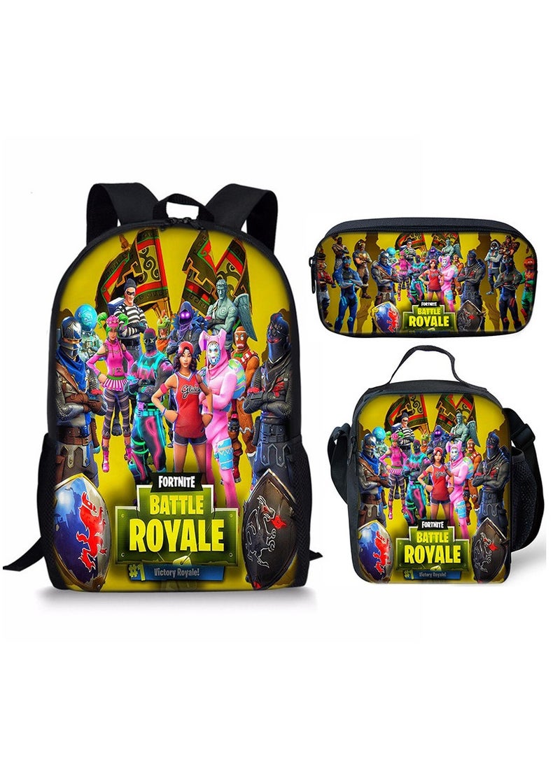 FORTNITE Fortnite Backpack with Large Capacity Three Piece Backpack and Student backpack 