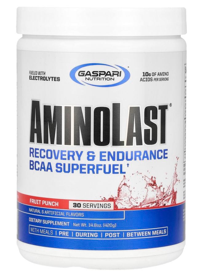 Gaspari Nutrition Aminolast® Recovery & Endurance BCAA Superfuel Fruit Punch 14.8 oz (420 g) - Image 1
