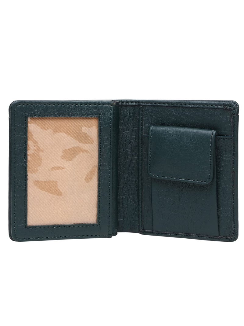 SAMTROH Men's Mini PU Leather Wallet | Slim Bi-Fold Wallet with 5 Card Slots, ID Slot, Coin Pocket, Secret Compartment & 2 Currency Sections | Ideal Purse for Men and Boys (GTK Green) - Image 3