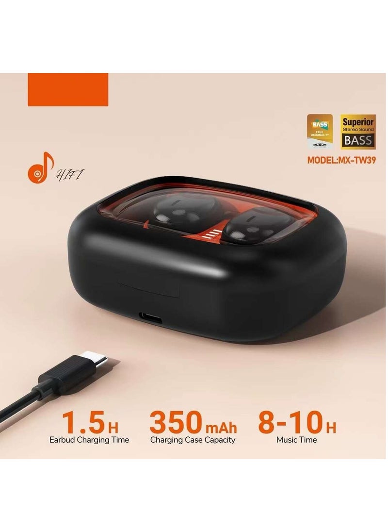 MOXOM TWS Earbuds Bass Bluetooth 5.3 True Wireless Headphone with 350mAh Charging Case MX-TW39  - Image 5