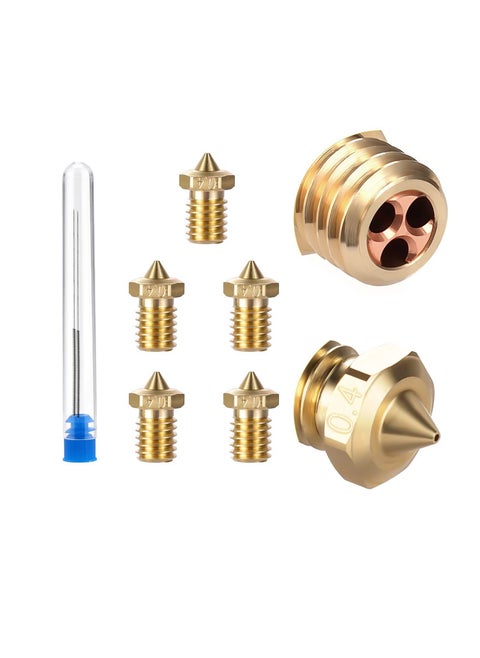 3D Printer Nozzles Extruder for V5 V6 0.4mm 1.75mm Filament High FlowContains 5pcs Copper Nozzle with 2pcs Steel Needle Packed Storage Box Parts