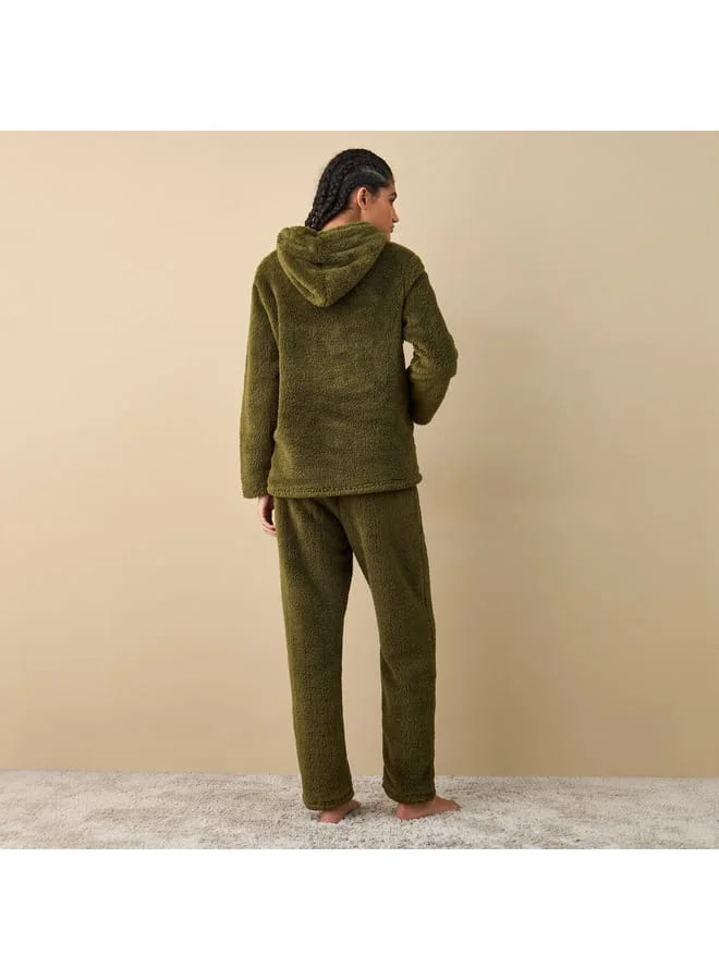 Splash FAV Textured Long Sleeves Hoodie and Pyjama Set