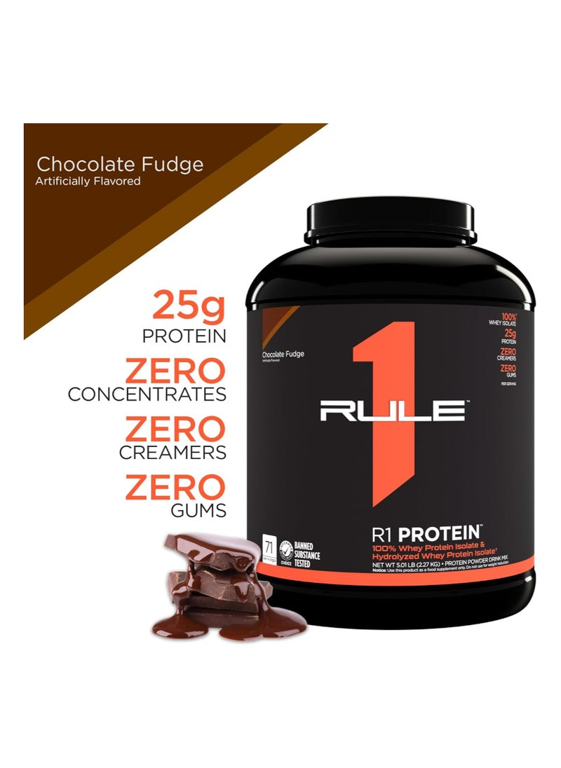 R1 Protein, Chocolate Peanut Butter - 5 lbs Powder - 25g Whey Isolate & Hydrolysate + 6g BCAAs - 72 Servings