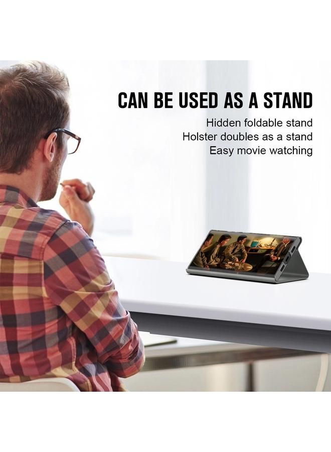 Zaboon Case For iPhone 13 Pro Magnetic Napa Texture Leather Phone Case with Holder - Image 3