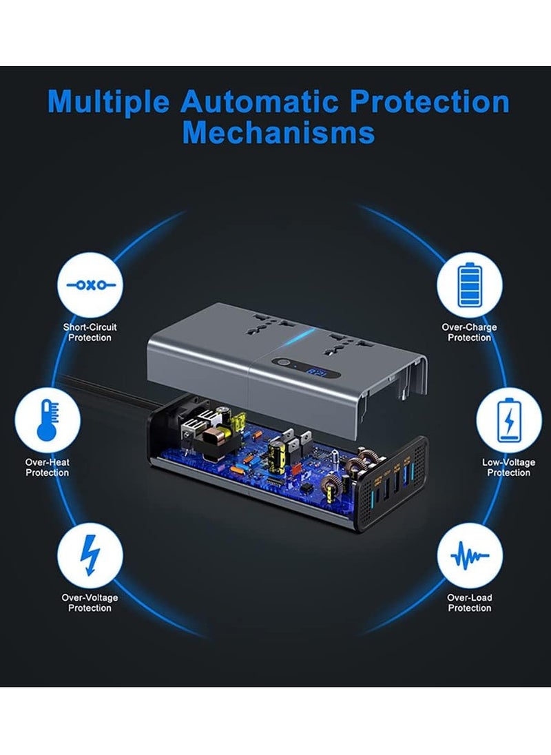 ELTRAZONE 200W Car Power Inverter: 12/24V to 220V AC with USB & Type-C Charging Ports  - Image 4