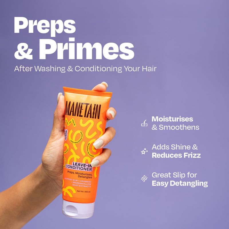 Manetain Leave In Conditioner 200ml for Curly Hair Women | Lightweight Curl Leave In Conditioner for Frizzy Hair | Moisturising, Detangling & Shine Enhancing | Silicone Free, Vegan Formula - Image 2