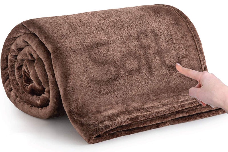 MOONLIGHT20015 Fleece Blanket for Bed  Soft Cosy Fluffy Throw Blankets Queen Size 400 GSM Silk Touch Warm Large Throws for Audlts Coffee 200x240 Cm