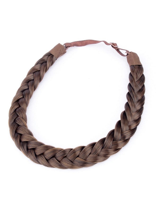 DIGUAN 2 Strands Synthetic Hair Braided Headband Classic Chunky Plaited Braids Elastic Stretch Hairpiece Women Girl Beauty Accessory 54G (Auburn) - Image 1