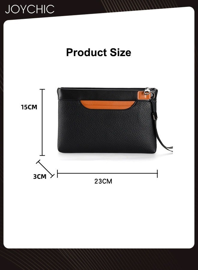 Joychic حقيبة كلاتش محمولة للأعمال للرجال أنيقة مقاومة للماء بسعة كبيرة محفظة طويلة حقيبة هاتف محمول سوداء - Image 5