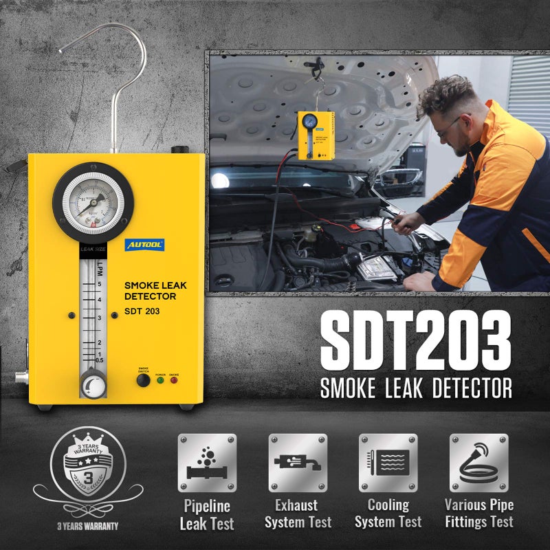 Autool جهاز AUTOOL للكشف عن تسرب الدخان في السيارات، جهاز كشف تسرب نظام EVAP مع مضخة هواء/مؤشر تدفق/مقياس ضغط لجميع المركبات DC12V - Image 2