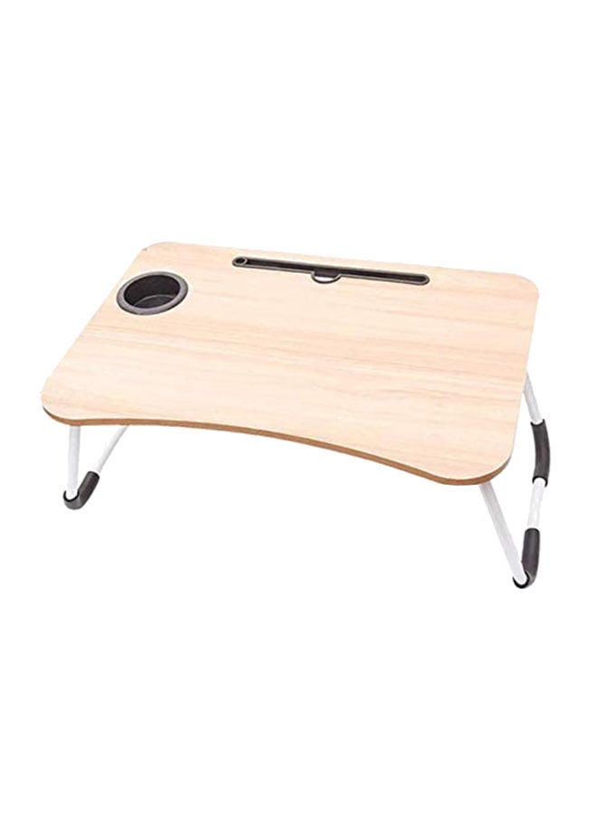 مكتب خشبي قابل للطي أبيض/بيج