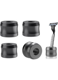 Linkidea Linkidea 4 Pack Safety Razor Stand, Opening Dia 0.7" (18.5mm) Aluminum Alloy Men's Shaving Stand for Bathroom Countertops Compatible with Merkur 34HD, Gillette Fusion 5 ProGlide (Dark Grey) 
