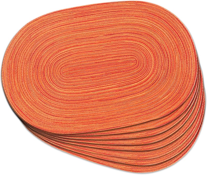 Noctiflorous Noctiflorous Oval Braided Placemats Set of 8 Woven 12x18 Inch Non Slip Washable Heat Resistant Place Mats Round Tablemats for Dining Kitchen Party Daily Table Decor Dinner Mats 10 Orange 8 - Image 1