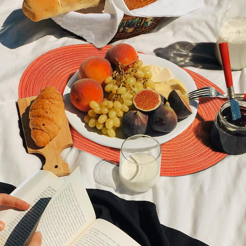Noctiflorous Noctiflorous Oval Braided Placemats Set of 8 Woven 12x18 Inch Non Slip Washable Heat Resistant Place Mats Round Tablemats for Dining Kitchen Party Daily Table Decor Dinner Mats 10 Orange 8 - Image 5