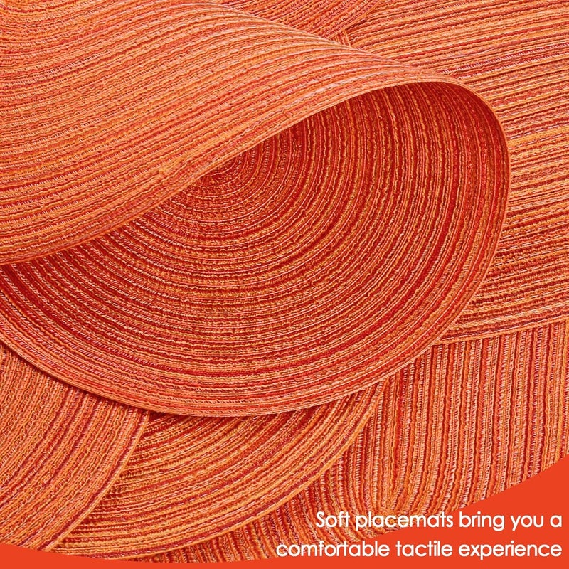 Noctiflorous Noctiflorous Oval Braided Placemats Set of 8 Woven 12x18 Inch Non Slip Washable Heat Resistant Place Mats Round Tablemats for Dining Kitchen Party Daily Table Decor Dinner Mats 10 Orange 8 - Image 3