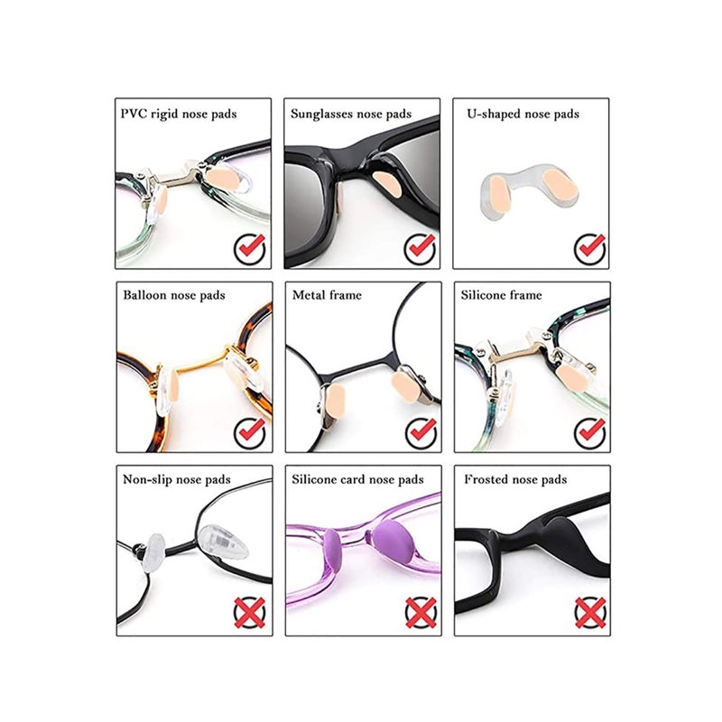 SOLARAE 72 Pair Self Adhesive Eyeglass Nose Pads Anti-Slip Nose Cushions 2 Styles Thin Nosepads Glasses Cushions Sticker for Glasses Eyeglasses - Image 4