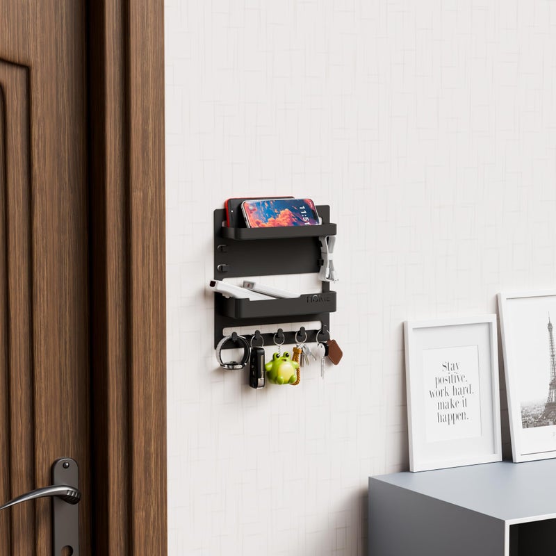 Yieach Bedside Shelf for Dorm Bed,Rv,Small Room and Nightstand,Wall Mounted Floating Shelves and Bedside Wall Organizer for Remote,Phone Holder,Charging Shelf,Cute Bedroom Decor for College Girl,Black - Image 5