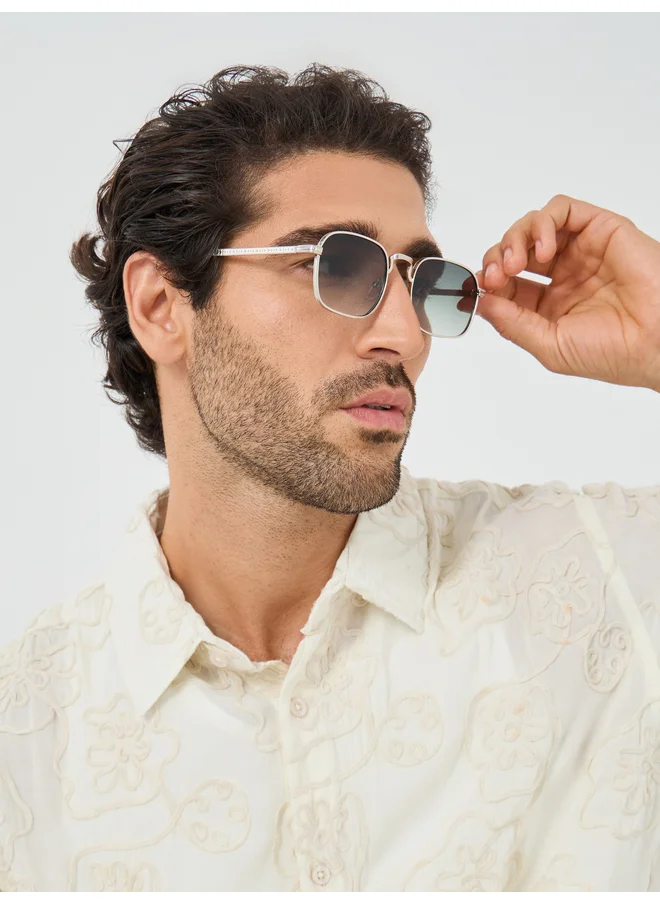 ستايلي Styli Green Double Bridge Aviator Sunglasses