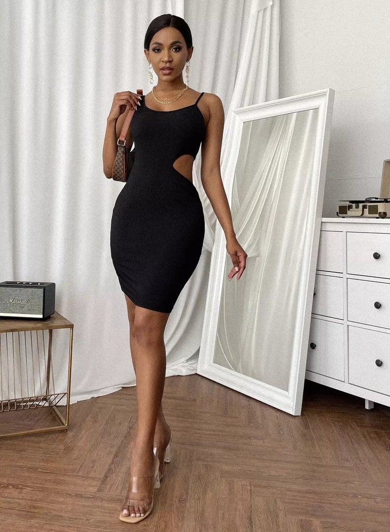Solid Cut Out Side Bodycon Dress  - Image 5