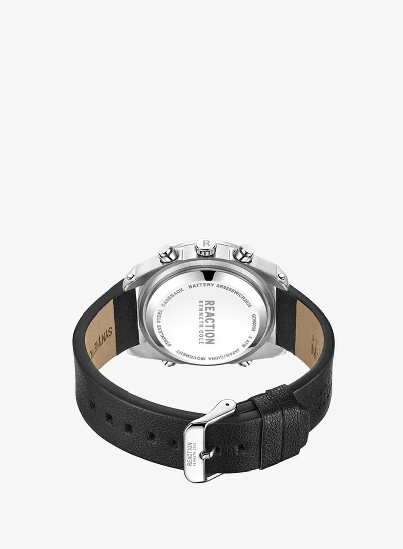 Kenneth Cole Reaction  Kenneth Cole Reaction Analogue - Digital Gents Watch With Black Synthetic Leather Strap 46mm - KRWGD9005503 for Men | Best Price UAE