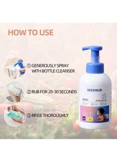 SEEDNUR Seednur Baby Bottle and Fruit & Vegetable Cleanser, Fragrance Free, Contains Enzymes, Removing Milk Stains, 600ml Plant Based Baby Bottle Cleanser  - Image 2