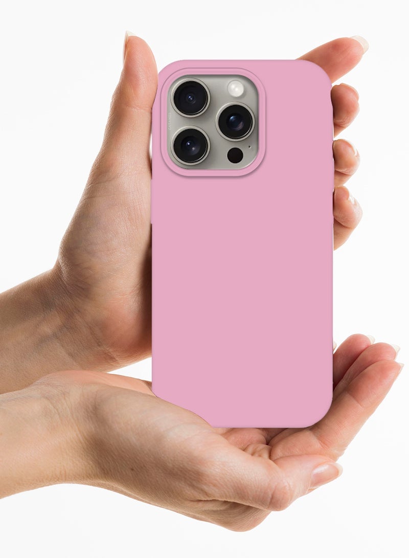 CATANES iPhone 15 Pro Max Case Silicone Case Full Body Protective Cover Shockproof Slim Phone Case Anti-Scratch Soft Microfiber Lining Pink - Image 5