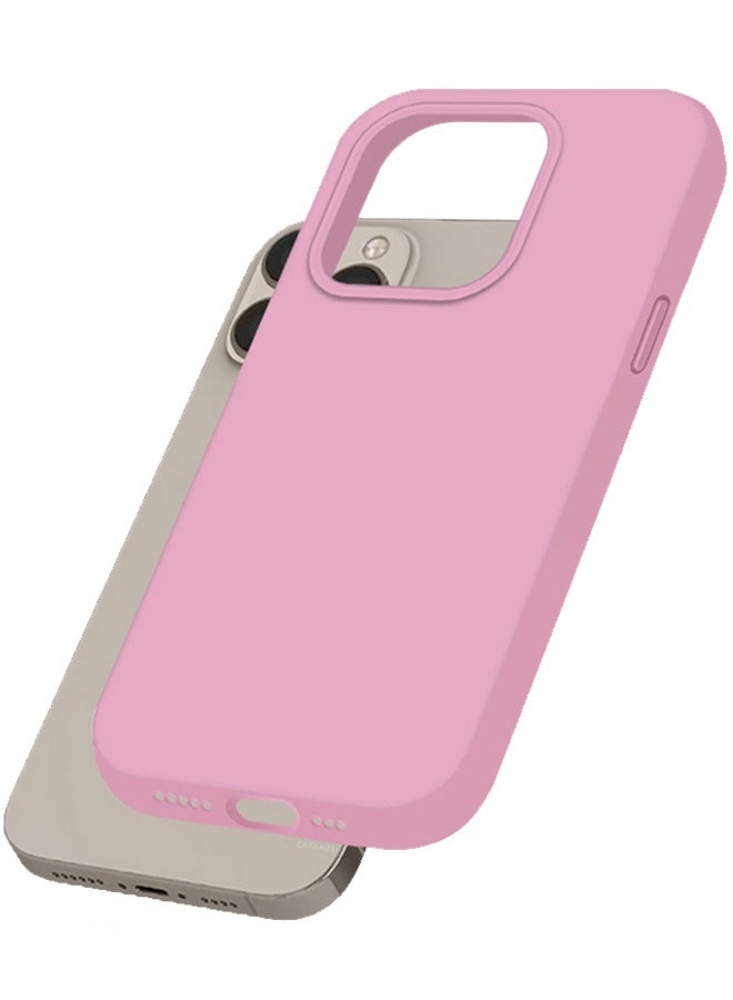 CATANES iPhone 15 Pro Max Case Silicone Case Full Body Protective Cover Shockproof Slim Phone Case Anti-Scratch Soft Microfiber Lining Pink - Image 3
