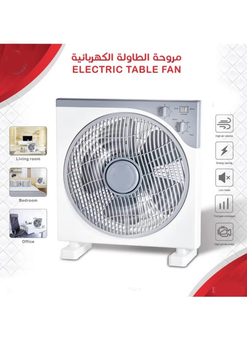 مروحة صندوق كهربائية مقاس 12 بوصة مع 3 سرعات قابلة للتعديل ومؤقت زمني وشبكة دوارة لتوزيع الهواء بتصميم مدمج وهادئ مثالي لغرف النوم والمكاتب ببراعة تامة جدا - Image 4