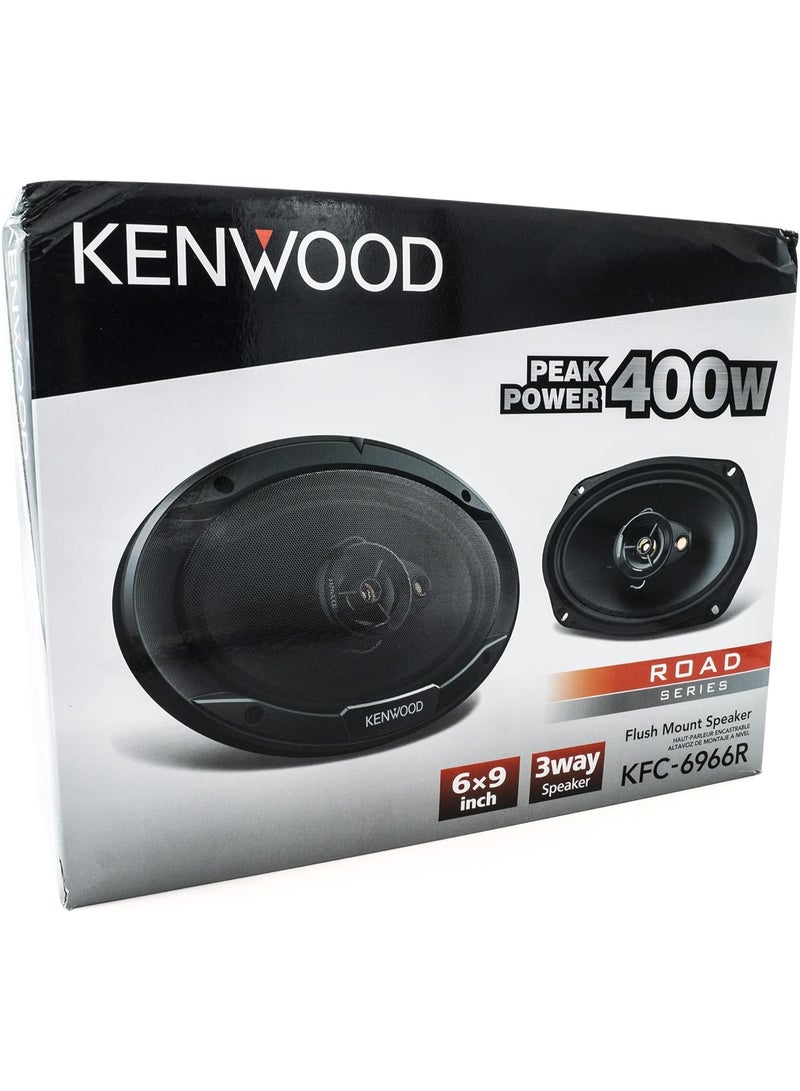 كينوود سماعات سيارة KFC-6966R من سلسلة رود (زوج) - سماعات سيارة محورية ثلاثية الاتجاهات، مقاس 6 بوصات، بقوة 400 واط، ومقاومة 4 أوم، ومكبر صوت من البولي بروبيلين، ومكبر صوت عالي التردد كهرديناميكي، وتصميم مغناطيسي متين - Image 2