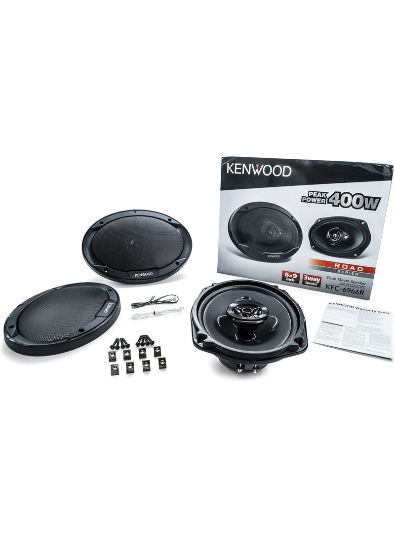 كينوود سماعات سيارة KFC-6966R من سلسلة رود (زوج) - سماعات سيارة محورية ثلاثية الاتجاهات، مقاس 6 بوصات، بقوة 400 واط، ومقاومة 4 أوم، ومكبر صوت من البولي بروبيلين، ومكبر صوت عالي التردد كهرديناميكي، وتصميم مغناطيسي متين - Image 3