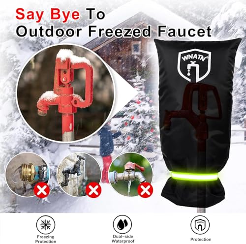 WNATN 2pcs Outdoor Faucet Cover for Winter Freeze Protection,28" L x 15" W,Waterproof Outdoor Large Spigot Covers Winter Insulated (Black) - Image 3
