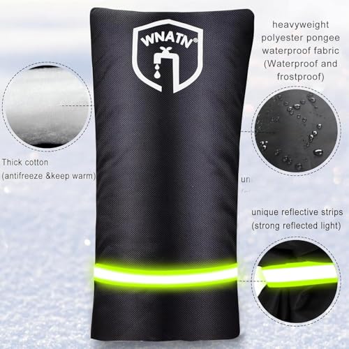 WNATN 2pcs Outdoor Faucet Cover for Winter Freeze Protection,28" L x 15" W,Waterproof Outdoor Large Spigot Covers Winter Insulated (Black) - Image 2