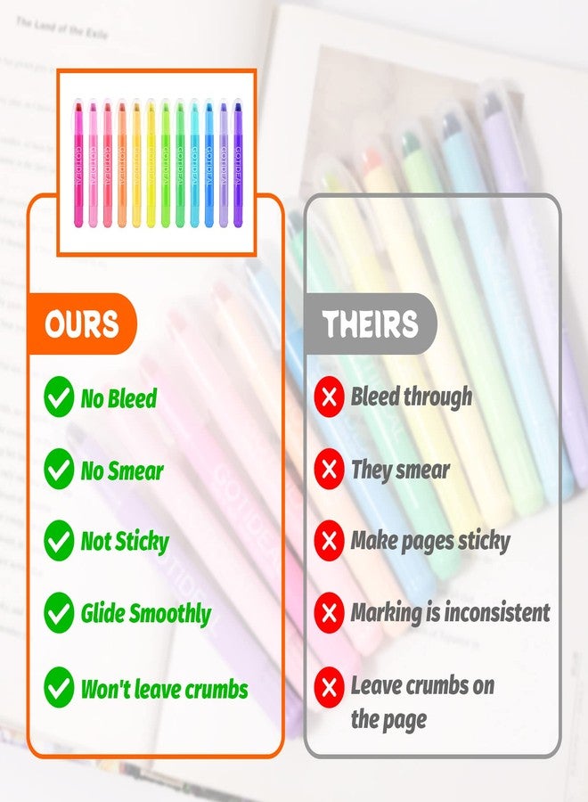 GOTIDEAL Bible Highlighters, 12 Pack Assorted Colors Gel Highlighters Pens Set, Wax Bible Markers for Study Journaling School Book Supplies - Image 4