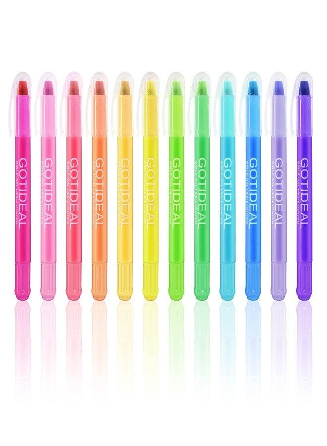 GOTIDEAL Bible Highlighters, 12 Pack Assorted Colors Gel Highlighters Pens Set, Wax Bible Markers for Study Journaling School Book Supplies - Image 1