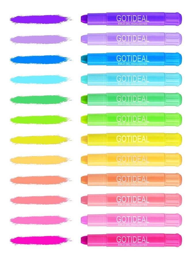 GOTIDEAL Bible Highlighters, 12 Pack Assorted Colors Gel Highlighters Pens Set, Wax Bible Markers for Study Journaling School Book Supplies - Image 2