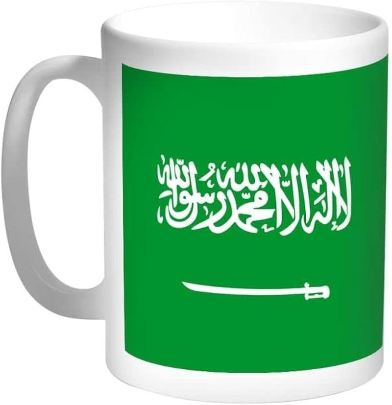 راين RYN مملكة العربية السعودية فنجان قهوة مطبوع 11 أونصة أبيض/أخضر - Image 1