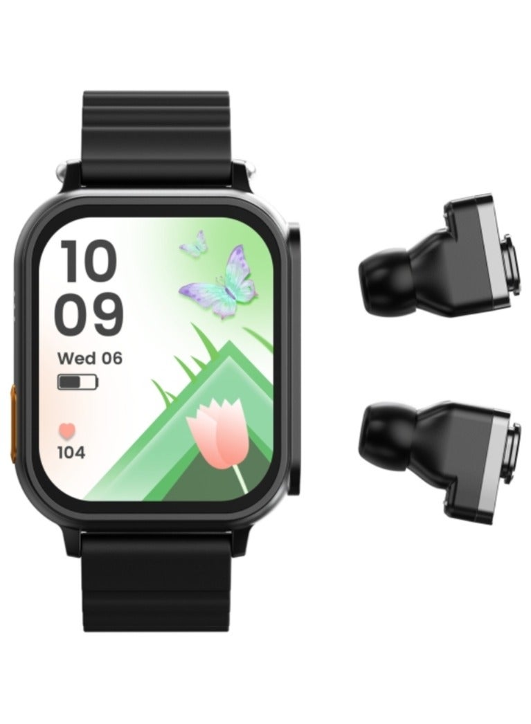 AROAQ N22 1.96 inch Color Screen  2 in 1 Smart Watch And TWS Headphone,Support Heart Rate Monitoring / Blood Pressure Monitoring / Blood Oxygen Monitoring(Black)  - Image 2