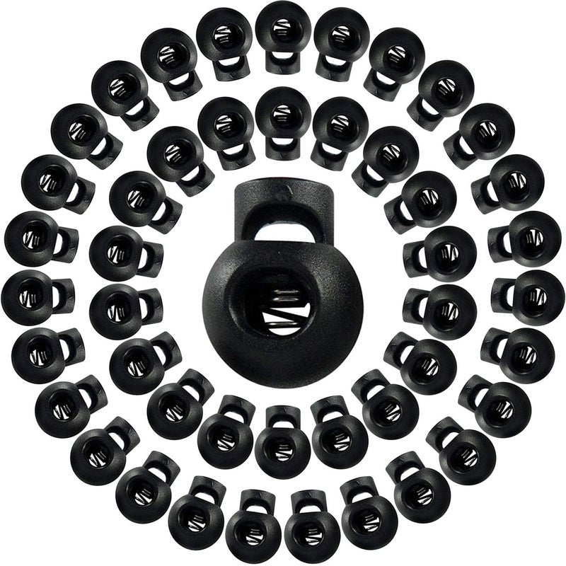 ONWON Onwon 50 Pieces Spring Cord Lock Round Toggle Stoppers Cord Rope End Single Hole Cord Locks Sliding Cord Fastener Locks  - Image 1