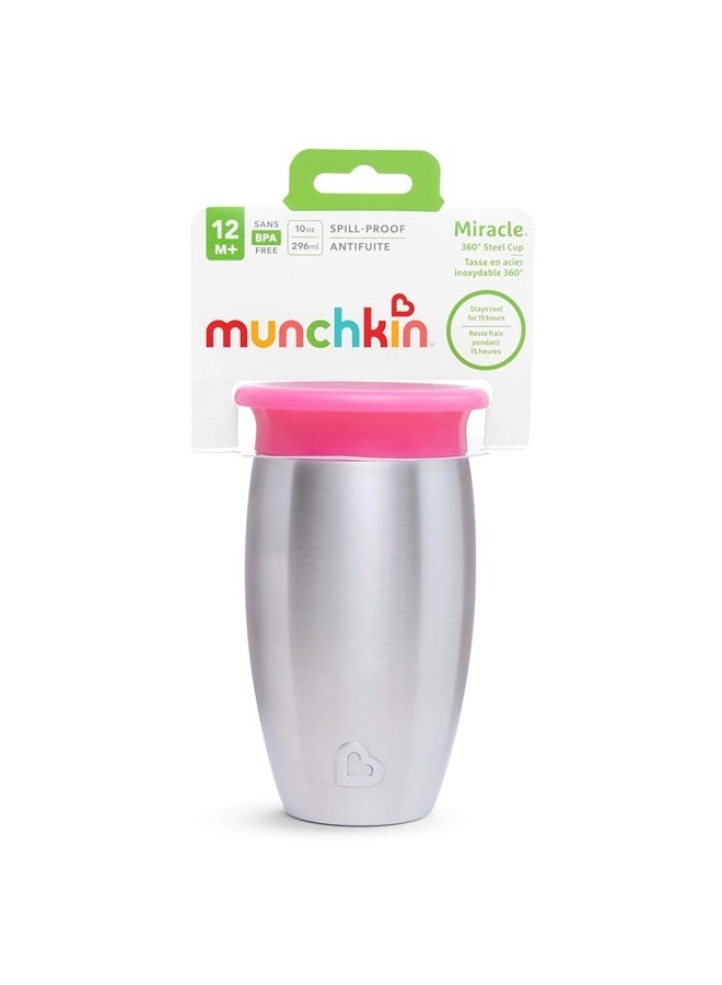 Munchkin ® Miracle® Stainless Steel 360 Toddler Sippy Cup, 10 Ounce, Pink - Image 5