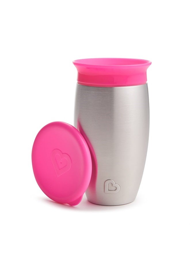 Munchkin ® Miracle® Stainless Steel 360 Toddler Sippy Cup, 10 Ounce, Pink - Image 1
