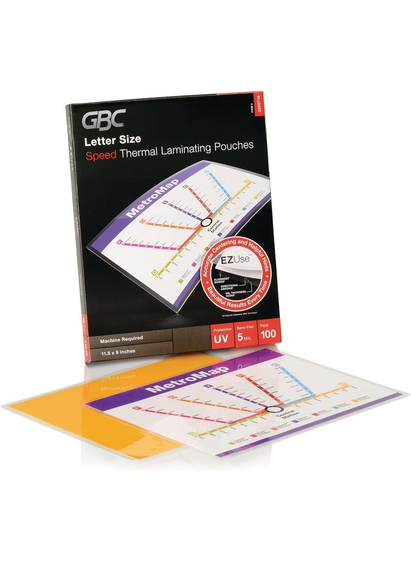 GBC Laminating Sheets, Thermal Laminating Pouches, Letter Size, 5 Mil, Speed Format, EZUse, 100 Pack (3200716) - Image 3