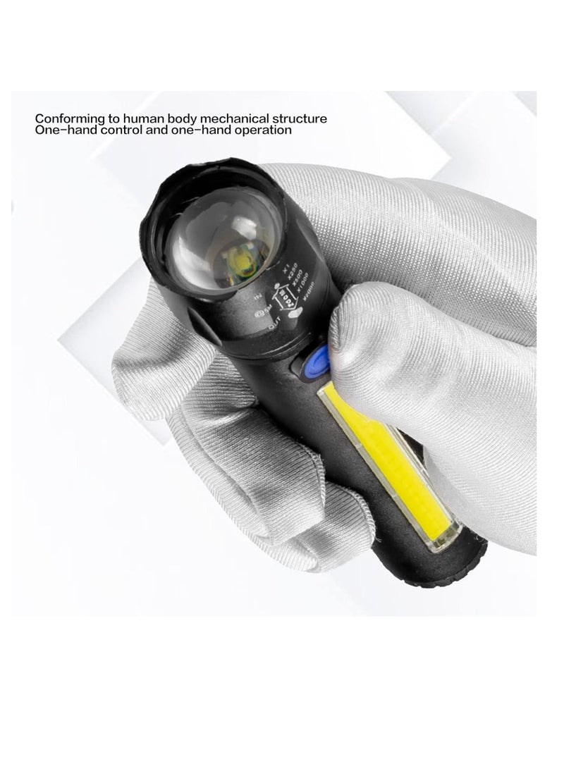 Multifunction Rechargeable Flashlight – USB Charging, Zoom & Side COB Light  - Image 2