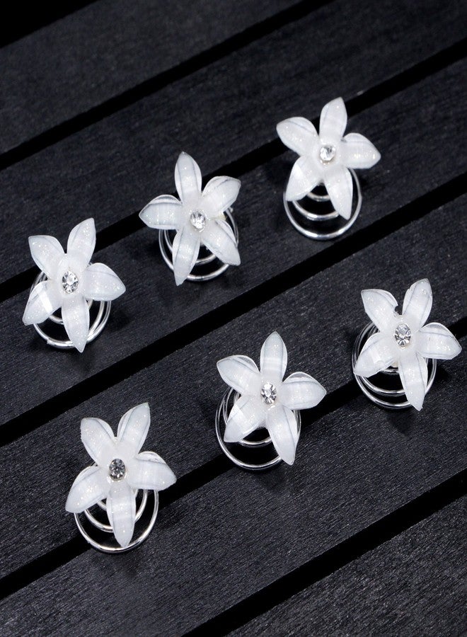 Fodattm 24PCS Rhinestones Crystal Spirals Hair Pin Clip Imitation Pearl Spin Pin Swirl Hair Twists Coils Hairpin Bun Stick Pick (A#) - Image 4