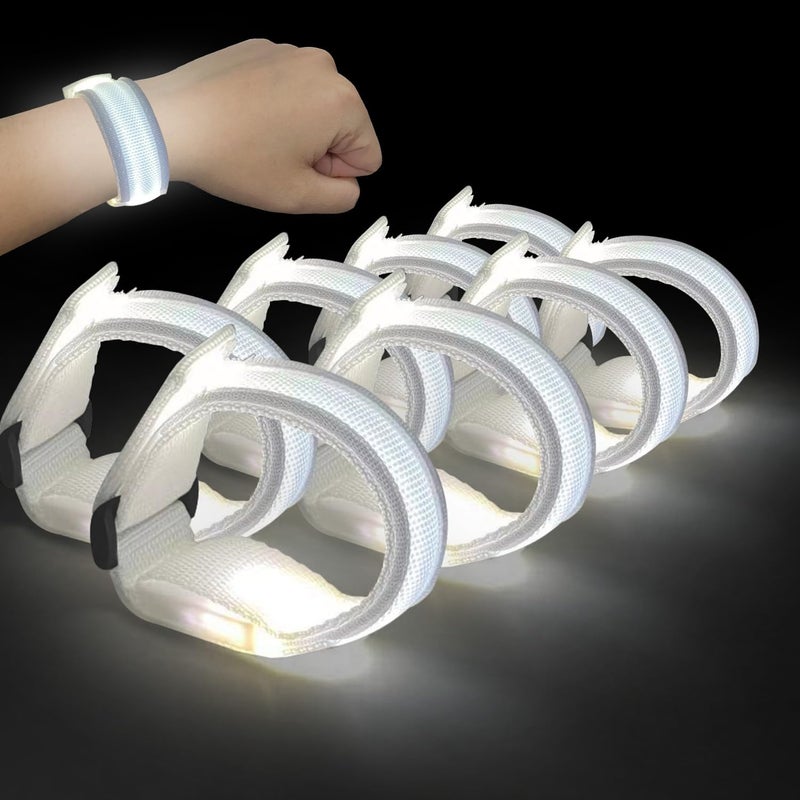 M.best 8pcs LED Light Up Bracelets Glow Flashing Wristbands Glow in The Dark Party Supplies for Wedding, Raves, Concert, Camping,Sporting Events, Party White - Image 1