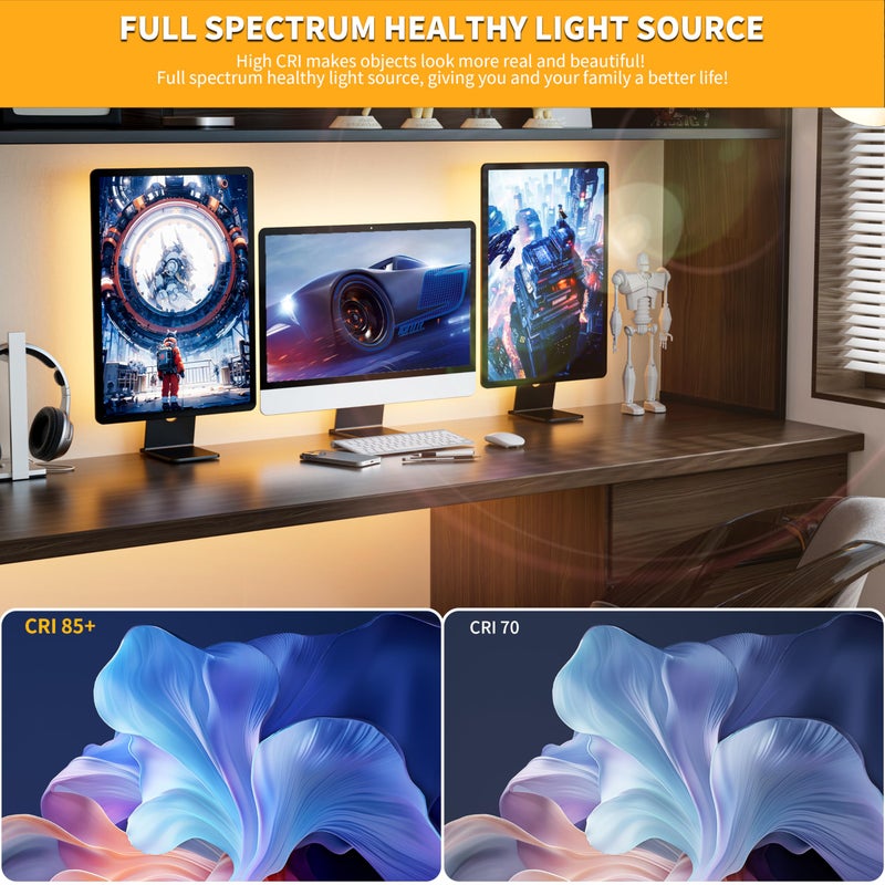 PAUTIX LED Strip Light 5V USB 6.56ft/2m 2700K, 640LEDs 1200lm Dimmable COB LED Strip Light Warm White CRI85+ USB TV Backlight,Flexible Under Cabinet Tape Light for Bedroom,Kitchen,Home DIY Lighting - Image 4