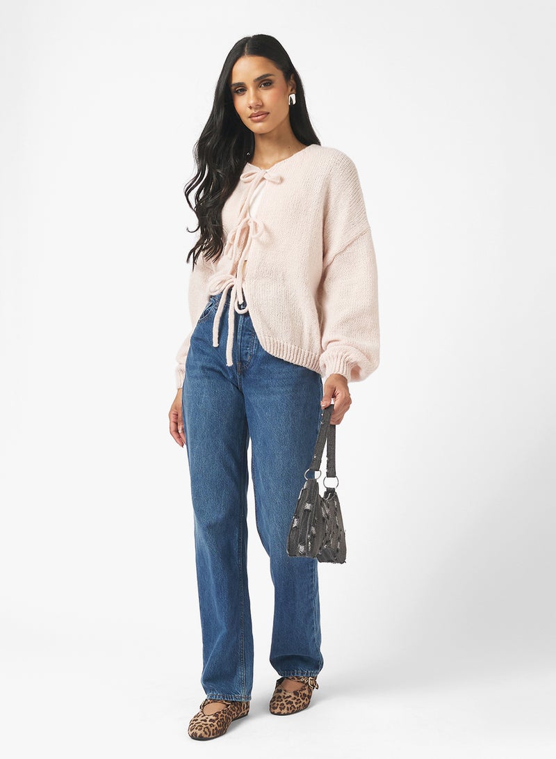 Ginger Bow Tie Detail Knitted Cardigan - Image 4