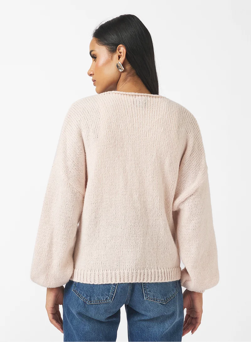 جينجر Bow Tie Detail Knitted Cardigan