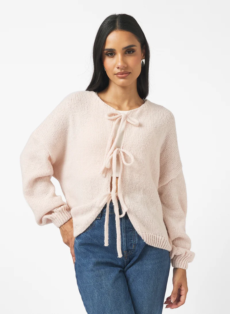 جينجر Bow Tie Detail Knitted Cardigan